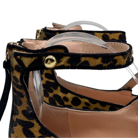 J. Crew Flats Sally Women's Calf Hair Leather Leopard Button Casual Size 7 - Picture 4 of 11